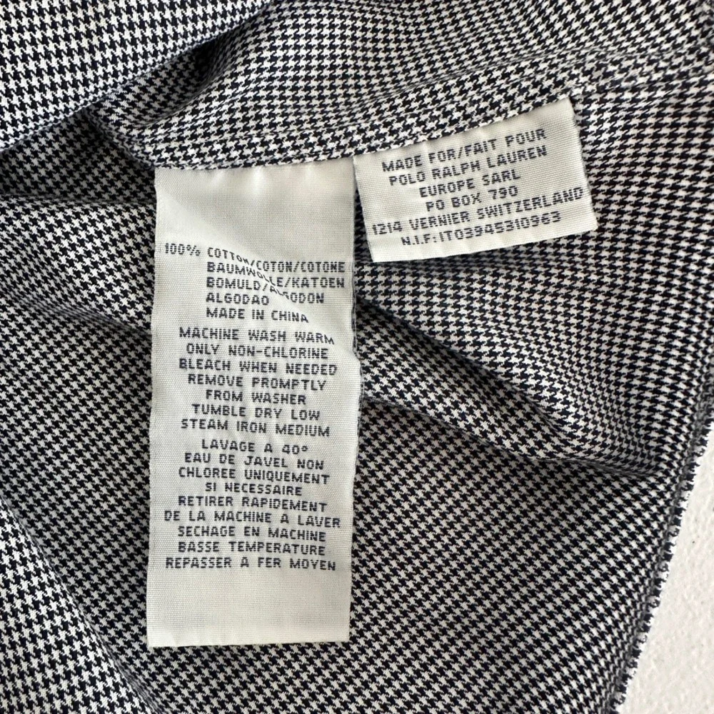 Polo Ralph Lauren Custom Fit Houndstooth Button Down Shirt Mens 17/43 Classic‎